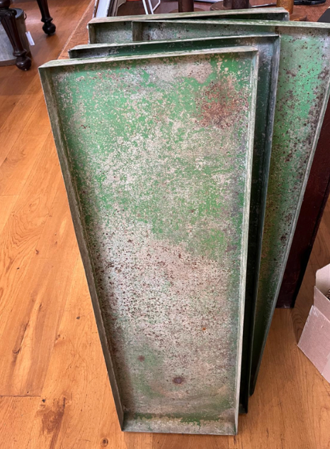 Vintage Green Painted Galvanised Tray