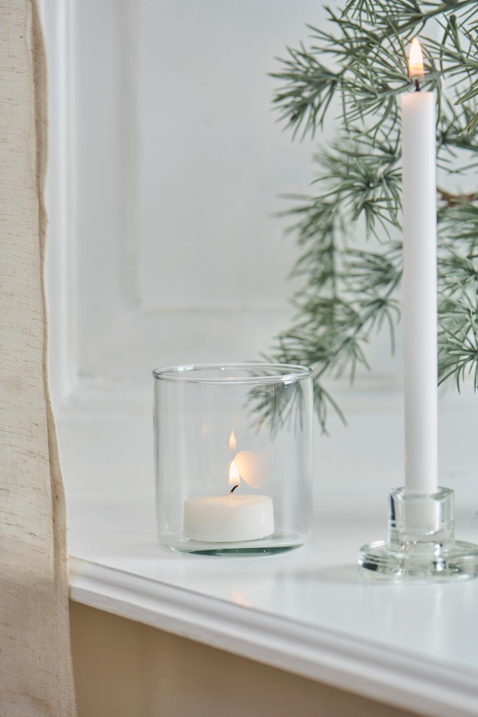 Candle holder glass f/1.3 cm candle (clear)