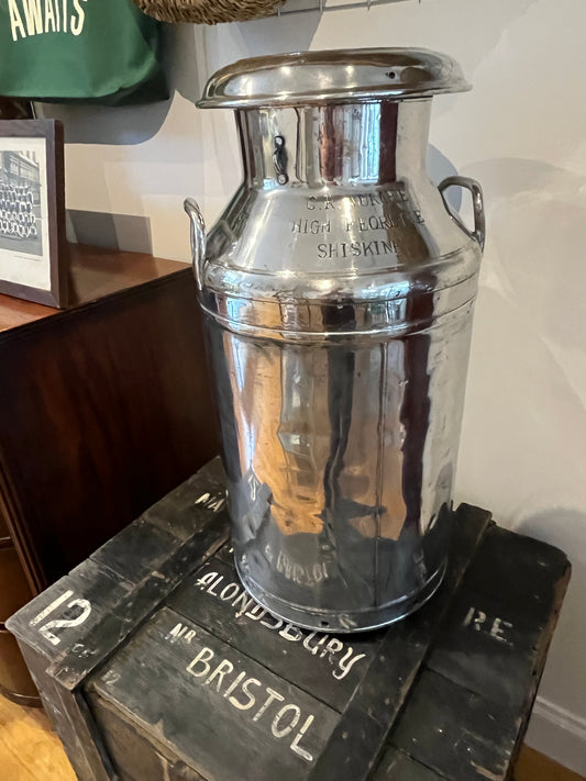 Vintage Polished Scottish Milk Churn - Large