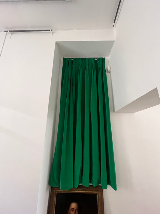 Vintage Green Velvet Curtains - 1 Pair